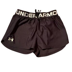 Under Armour Girls Light Weight Athletic Shorts-Black-Youth Medium-GUC